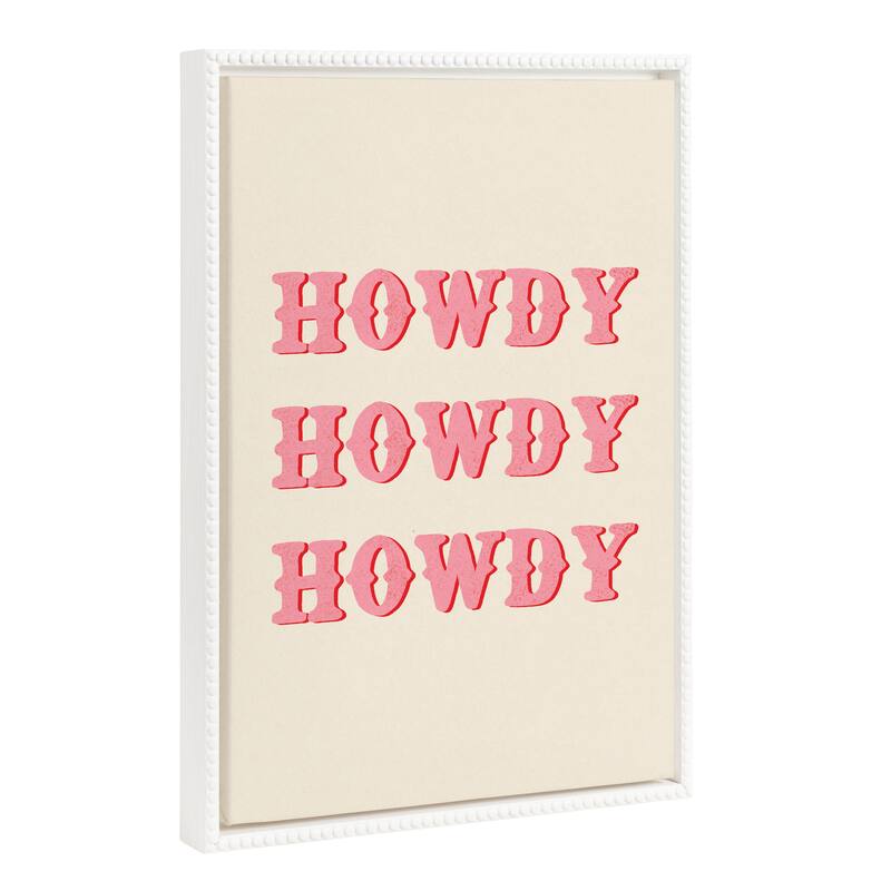 Kate and Laurel Sylvie Howdy Framed Canvas by Tània García - 18x24 - White