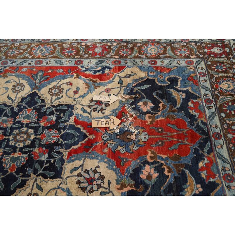 Medallion Tabriz Oriental Vintage Area Rug Hand-Knotted Wool Carpet - 6'7"x 9'7"