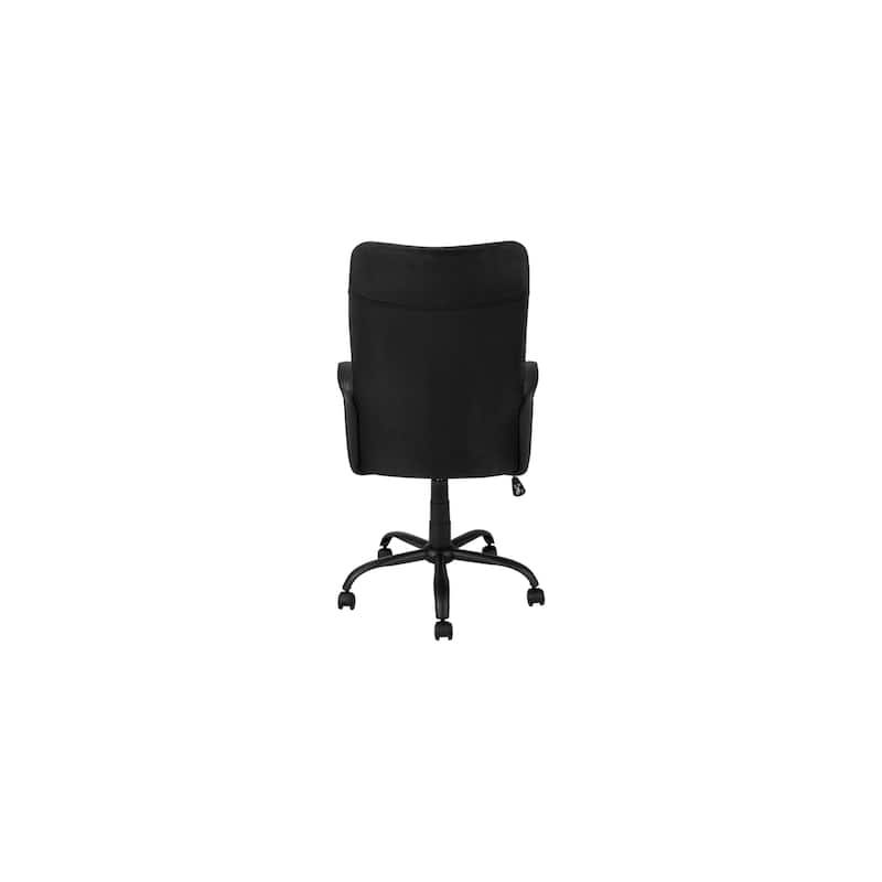 Retro Office Chair - Adjustable Height Executive Desk Chair with Headrest - Black Fabric Task Computer Chair