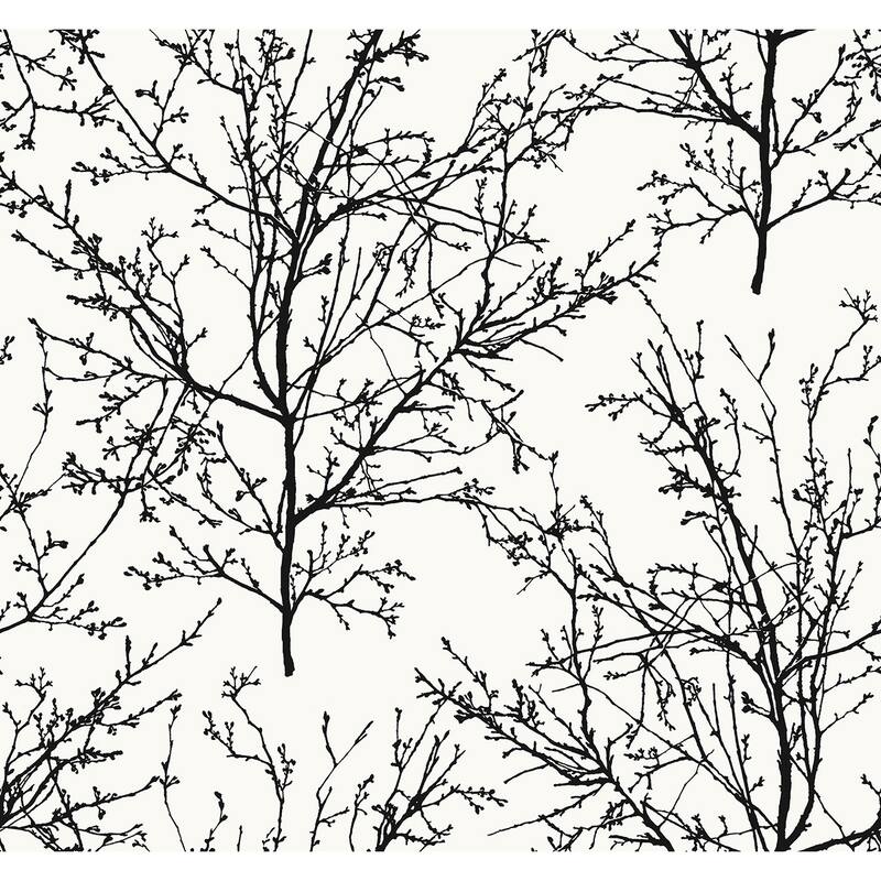 Seabrook Designs Piety Winter Branches Unpasted Wallpaper - 27 in. W x 27 ft. L - Onyx