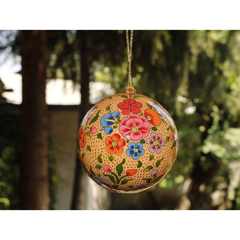Handmade Christmas Ornaments Hand Painted by Artisan on Recycled Paper - Mir 8 - One Size