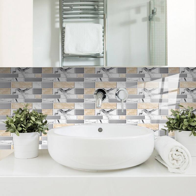 Self-Adhesive Wallpaper Brick Marble Pattern Wall Tile Sticker PVC
