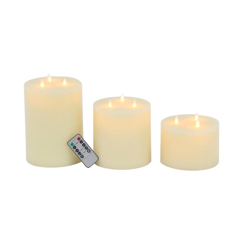 Modern Wax and Led Black Flicker Candles (Set of 3) - S/3 4", 6", 8"H - S/3 4", 6", 8"H