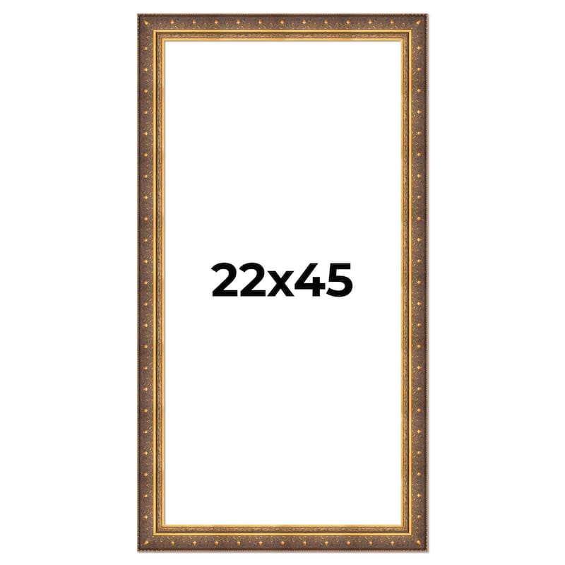 22x45 Frame Vintage Gold Solid Wood Picture Frame | 2.5 Inch Moulding