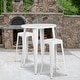 preview thumbnail 22 of 31, 30'' Round Metal Indoor-Outdoor Bar Table Set with 2 Square Seat Backless Stools - 30"W x 30"D x 41"H White