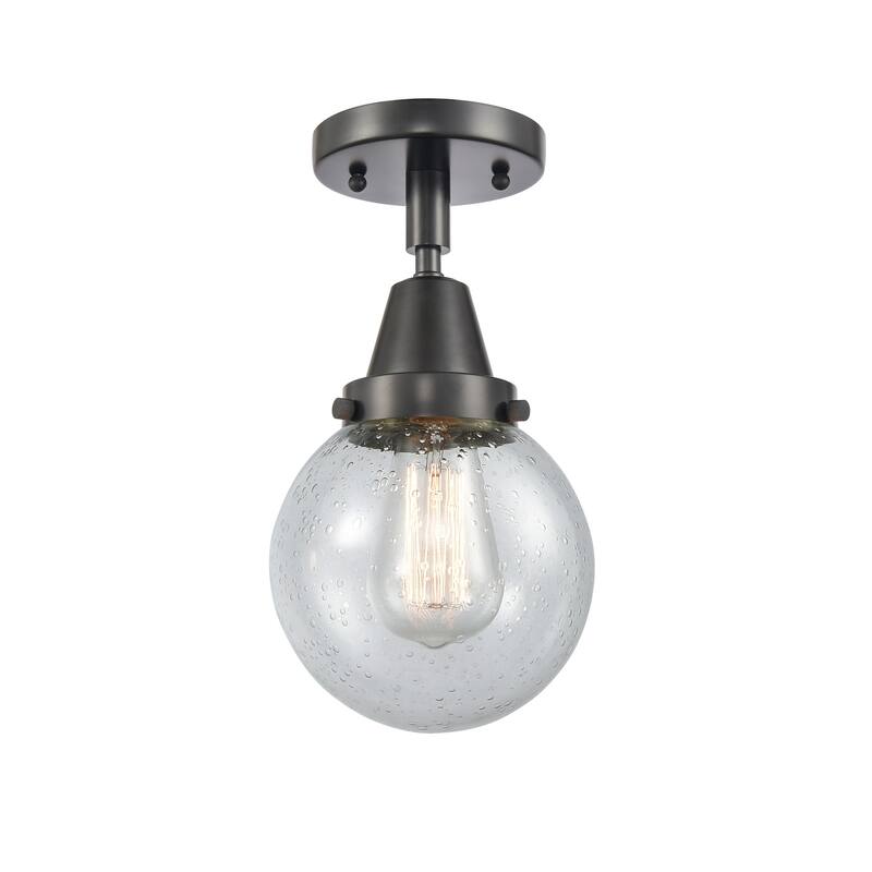 Innovations Lighting 447-1C-11-6 Beacon Flush Mount Beacon 6" Wide - Matte Black / Seedy
