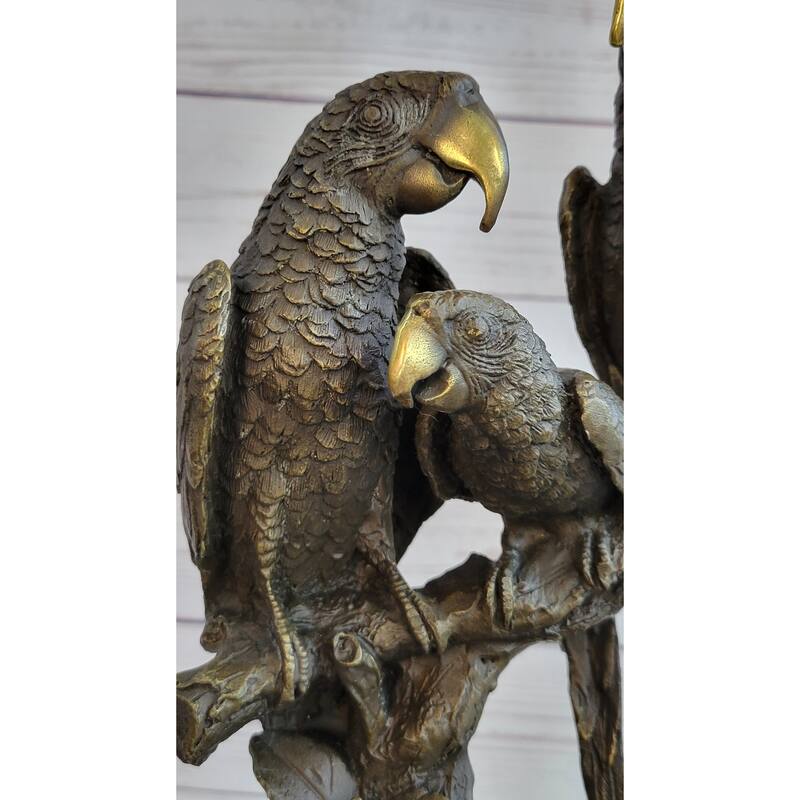 Collector Edition Signed Original Milo Three Brazilian Parrots Bronze Sculpture