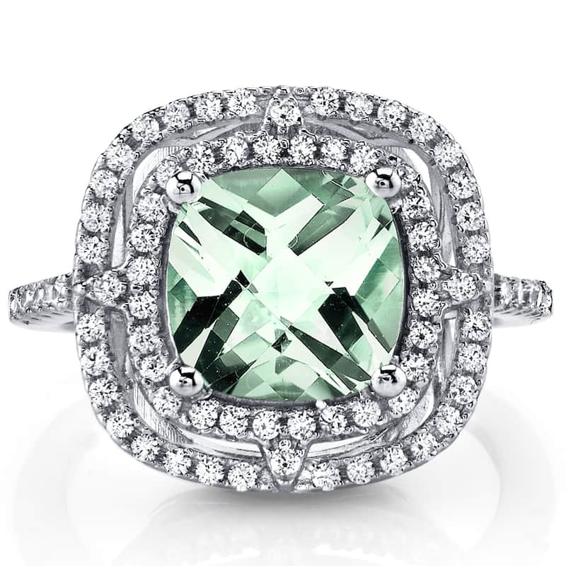 Sterling Silver 2 ct Green Amethyst Cocktail Ring