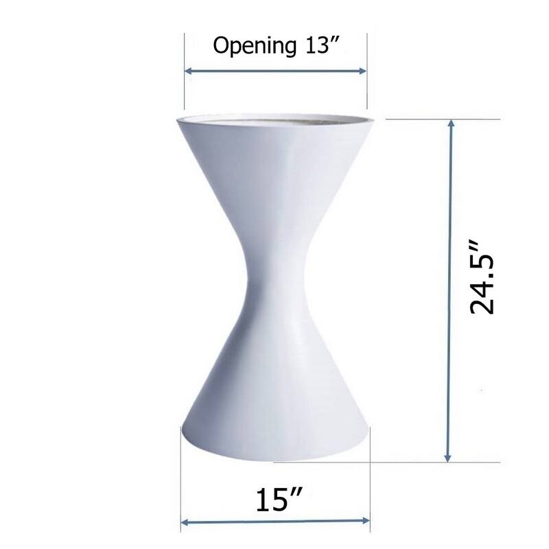 DreamPatio San Francisco Fiberstone Hourglass Planter for Indoor/Outdoor - White