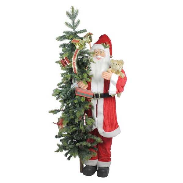 36" Life Size Standing Santa Claus Figure Doll w/ Gift Box Xmas Tree Home Decor 