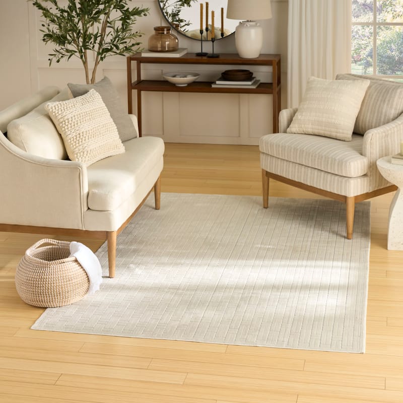 Nourison Washable Charm Indoor only Modern Geometric Area Rug - Ivory - 6' x 9'