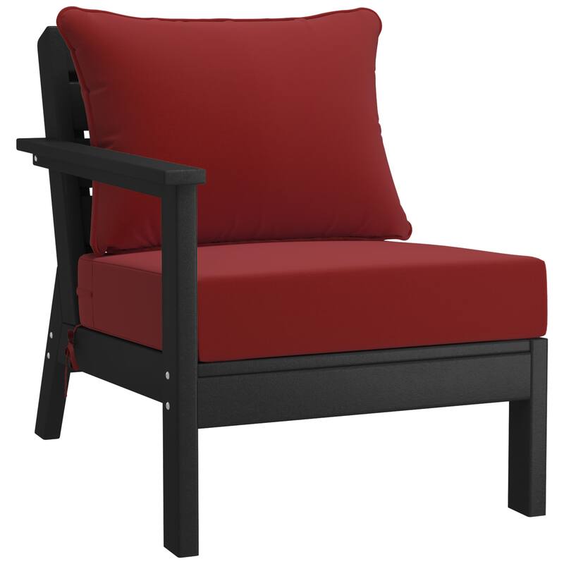 Birchwood All Weather HDPE Outdoor Patio Black Deep Seating Conversation Set (6-Piece Set)