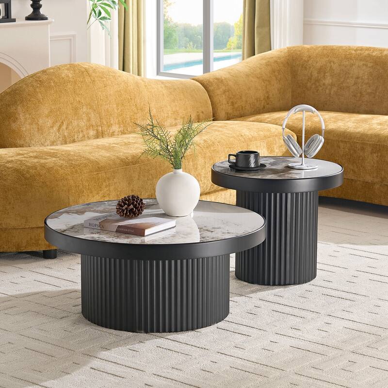 Coffee Table Set of 2 ,MDF Round Coffee Table for Living Room ,Apartment
