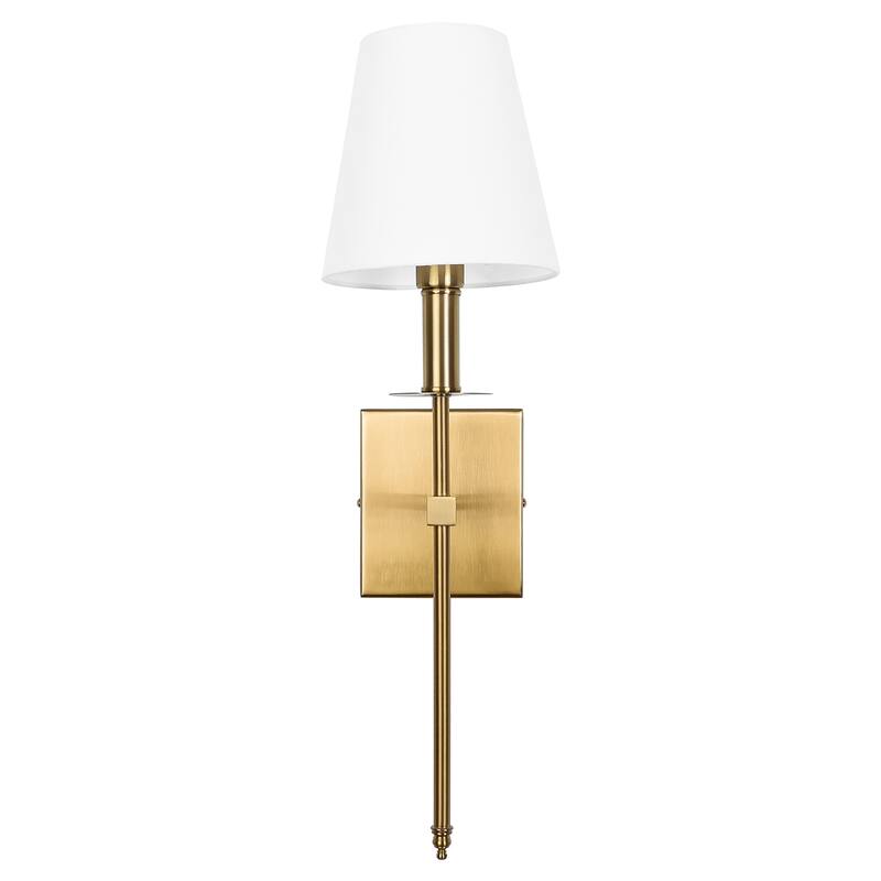 1-Light Wall Sconce with White Fabric Shade