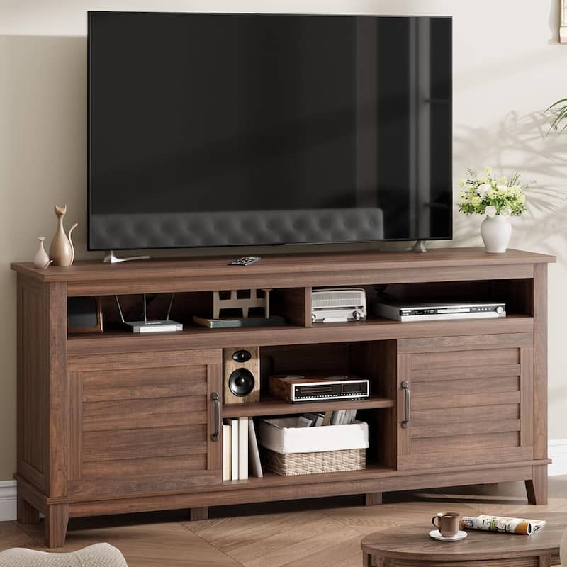63 in TV Entertainment Center with Adjustable Shelves Stand for Living Room, Bedroom - N/A
