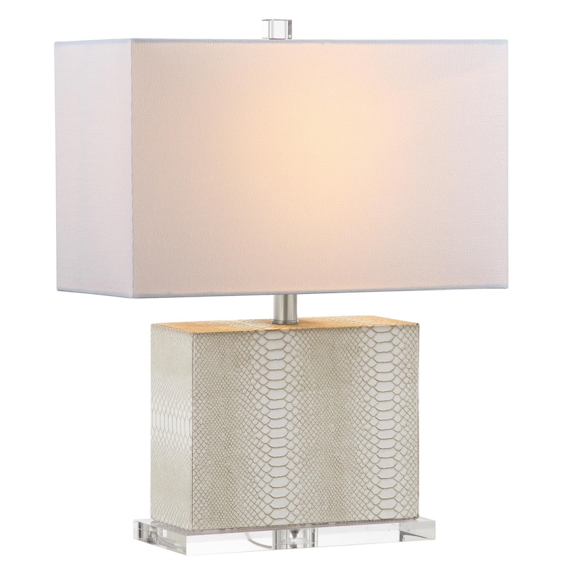 SAFAVIEH Lighting Rocio 21-inch Faux Alligator Grey Table Lamp - 15"x8"x20.5" - 15Wx8Dx21H