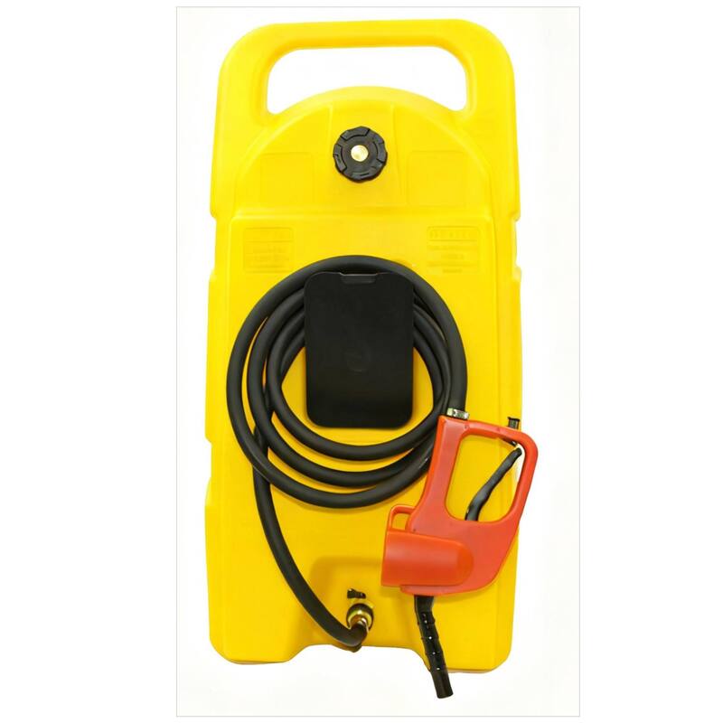 Upgraded 15-Gallon Gas Can & Fuel Tank with Manual Transfer Pump for Lawn Mowers, Tractors, Cars - Yellow