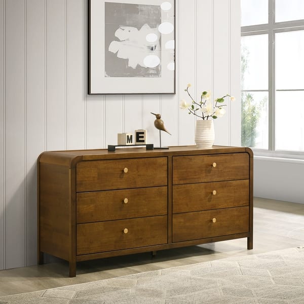 cheap dresser near me Arielle 6-Drawer Bedroom Cabinet Light Oak step instructions Castor Brown Cherry Dresser