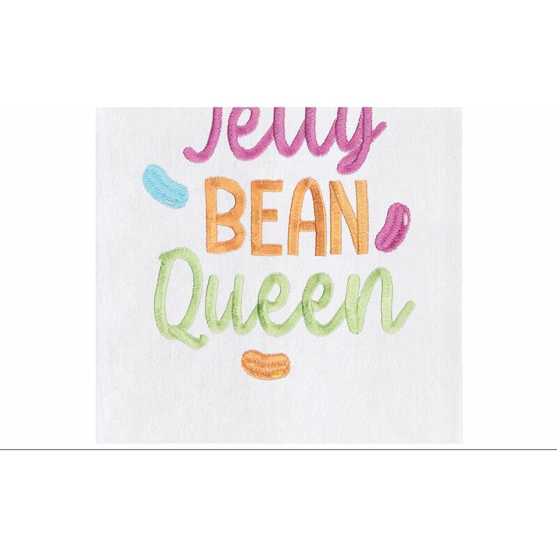 "Jelly Bean Queen" Easter Spring Funny Cute Pun Embroidered Cotton Flour Sack Kitchen Dishtowel