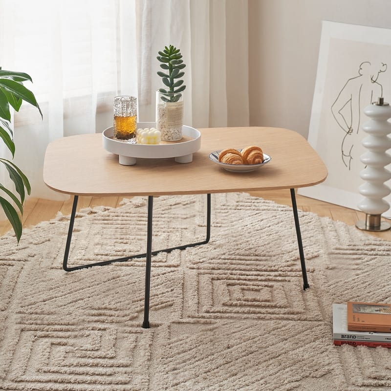 Modern Coffee Table - Minimalist Oak Veneer Centerpiece for Living Room & Small Spaces