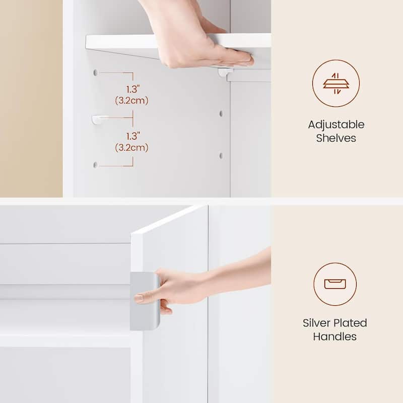 Buffet Sideboard Cabinet with LED Light and Charging Station Credenza