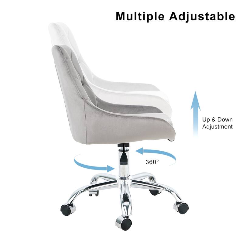 Modern Adjustable Height Velvet Dining Chair with Wheels Set of 1.