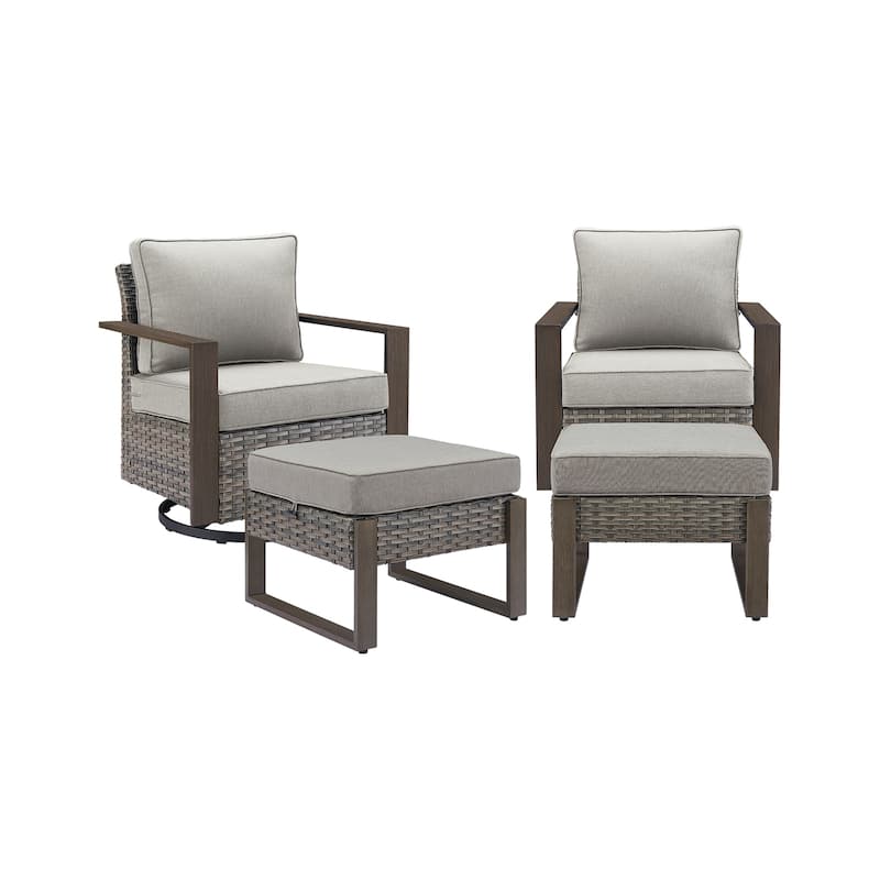 Pocassy 4 Pieces Outoor Patio Swivel Chair Ottoman Set