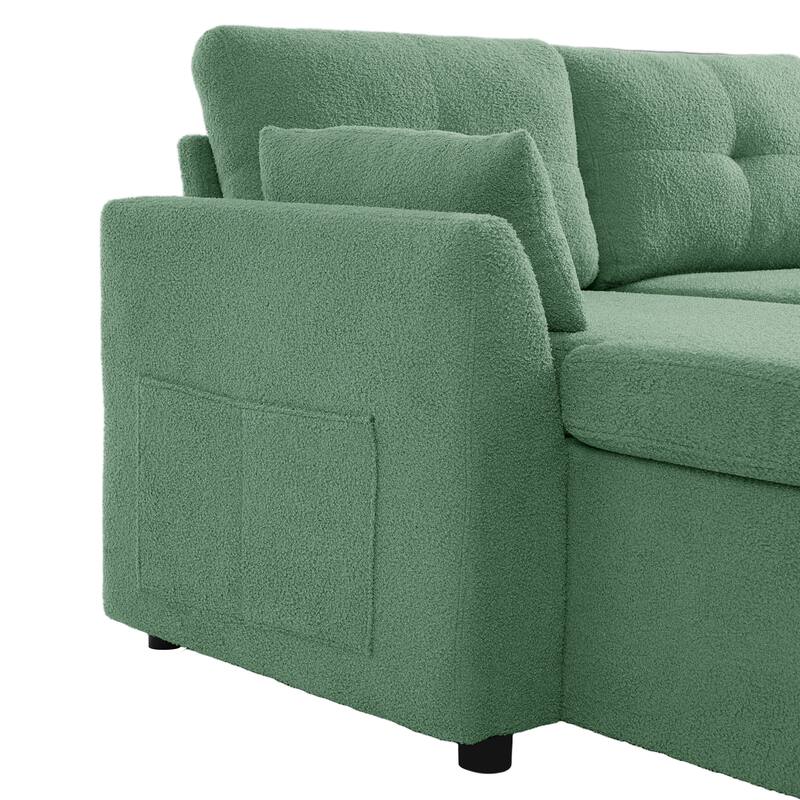 Oversized U-shaped Sectional Sofa with USB Ports, Dual Storage Chaise Lounges Sofa with Pull-out Bed Convertible Sleeper Sofa