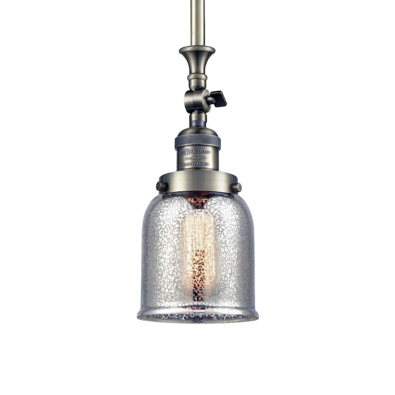Innovations Lighting Small Bell 5" Wide Adjustable Mini Pendant - Antique Brass / Silver Plated Mercury
