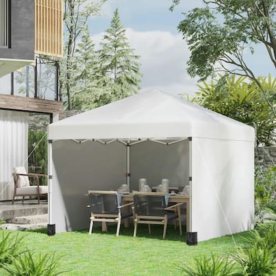 10'x10' Pop Up Canopy Tent with 3 Sidewalls,Leg Weight Bags,Carry Bag