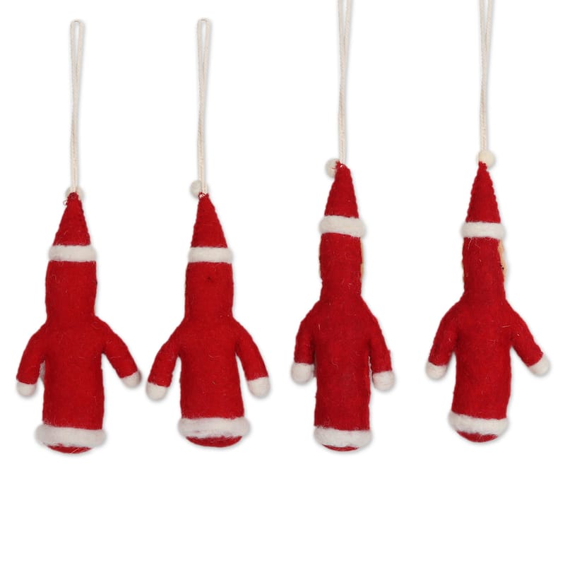 Novica Handmade Santa Greetings Wool Felt Ornaments (Set Of 4)