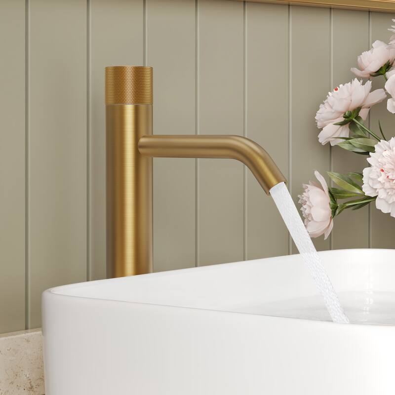 GRANDJOY 2-Pack Single Handle Vessel Sink Faucet with Pop-Up Drain, Mid-Arc Bathroom Design