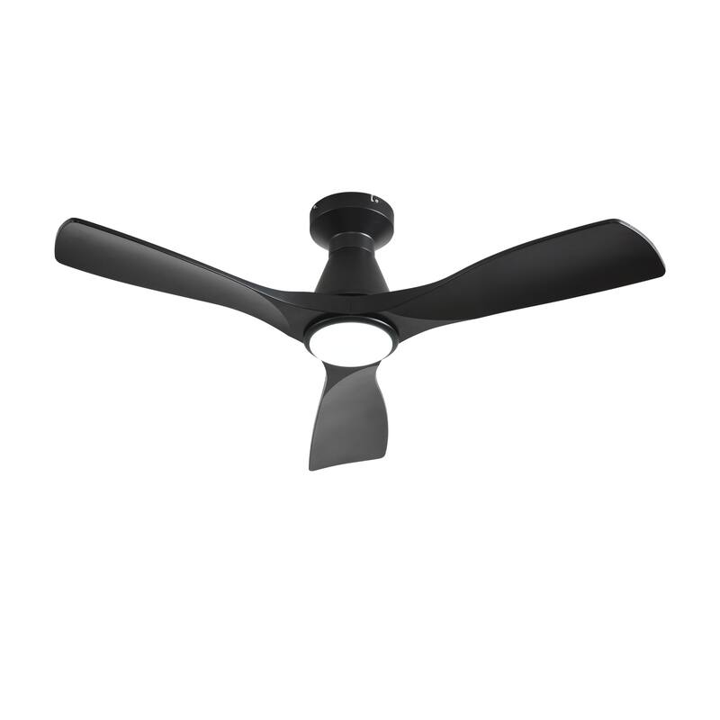 Ceiling Fans with Lights and APP: Flush Mount Low Profile Ceiling Fan for Bedroom - Dimmable Indoor Outdoor Fan - Black - 42in