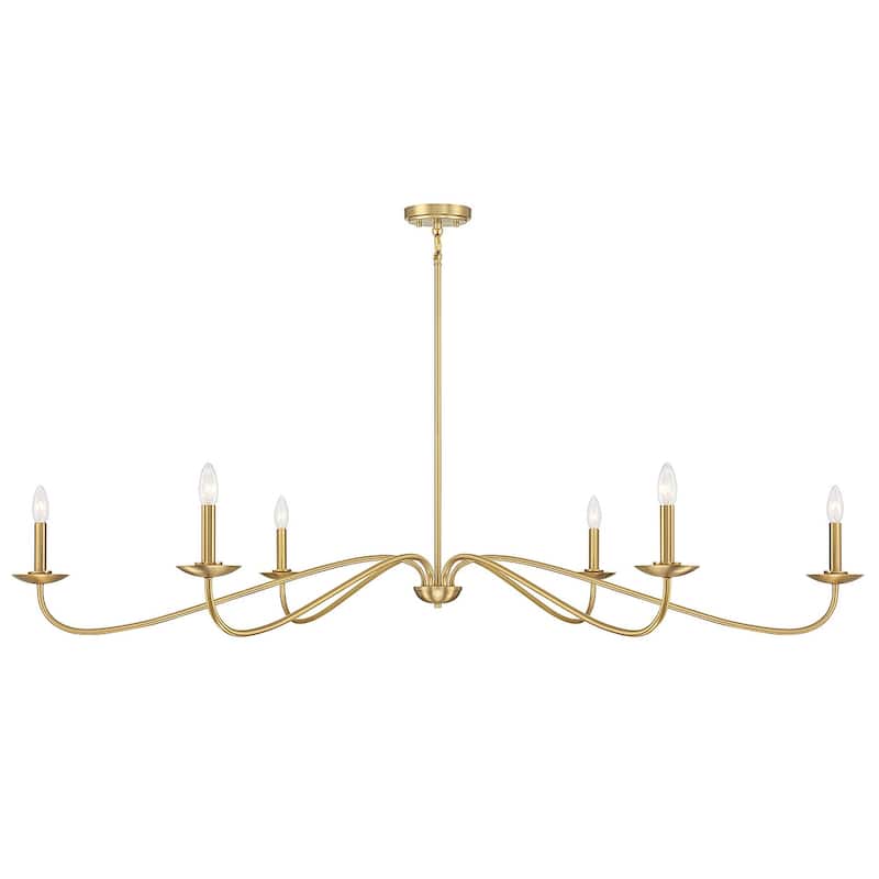 Meridian M100119 6 Light 62" Wide Taper Candle Style Chandelier - Natural Brass