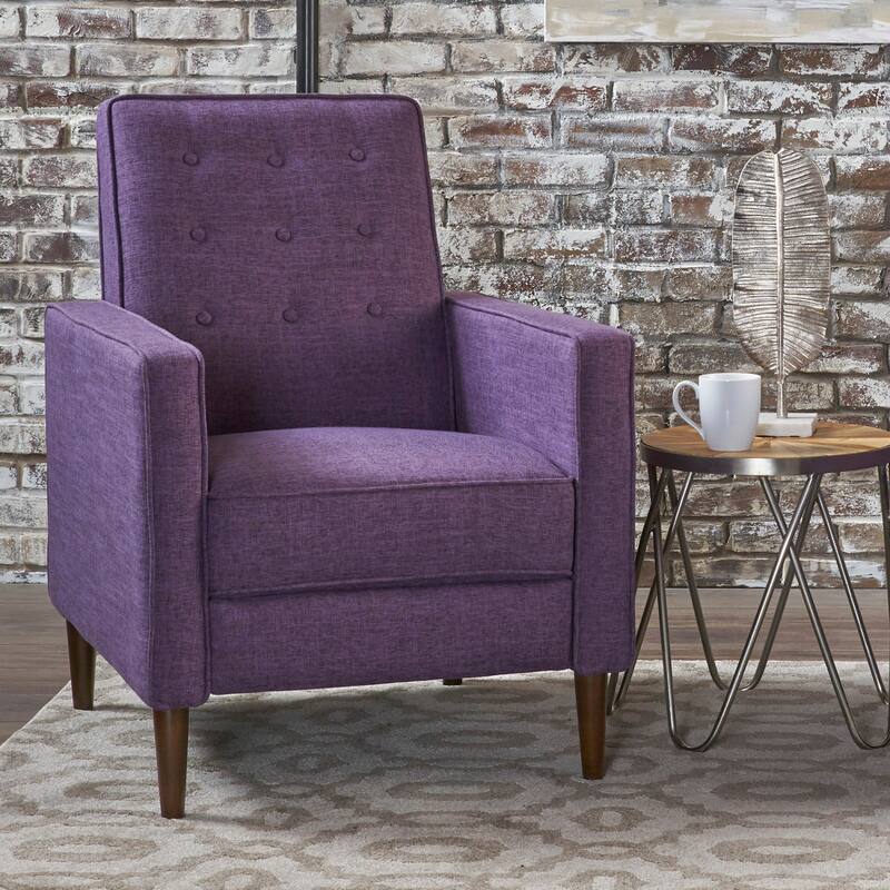 Roomfitters Push-Back Recliner Chair with Button Tufting and Tapered Wood Legs, Lounge Accent Chair for Living Room