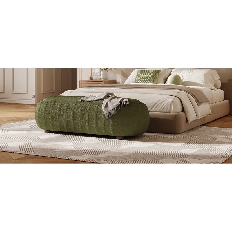 Christopher Knight Home - Curve Modern Upholstered Wooden Ottoman with Oval Design