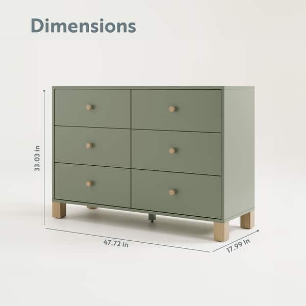 dimension image slide 2 of 4, Storkcraft California 6 Drawer Dresser - GREENGUARD Gold Certified, Interlocking Drawer System