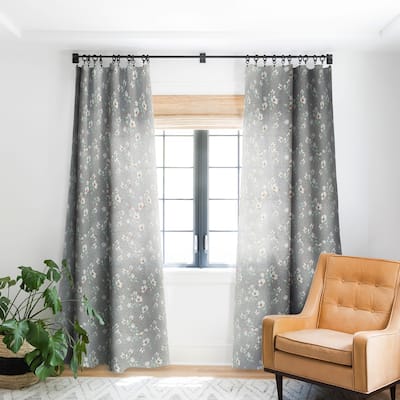 Blackout Linen Floral Mint Made-to-Order Curtain Panel (One Panel)