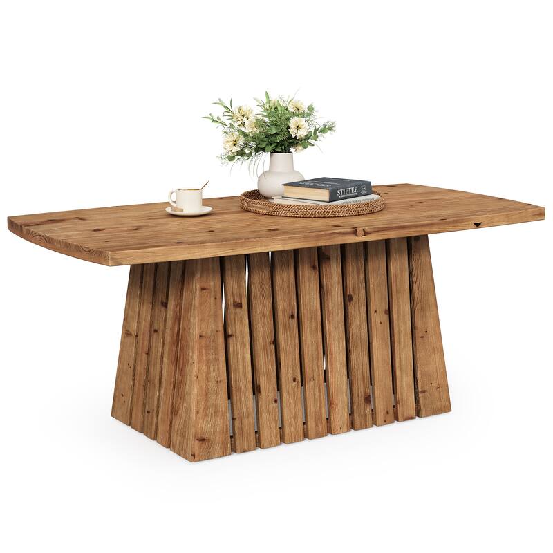 47-Inch Solid Wood Coffee Table, Rectangular Center Table for Living Room