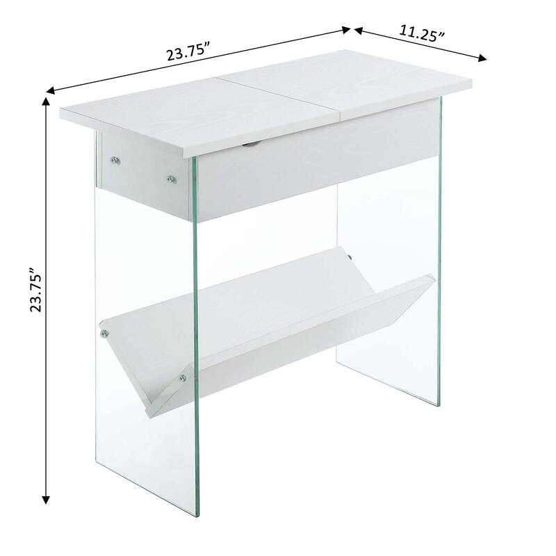 Convenience Concepts SoHo Glass Flip Top End Table with Charging Station and Shelf