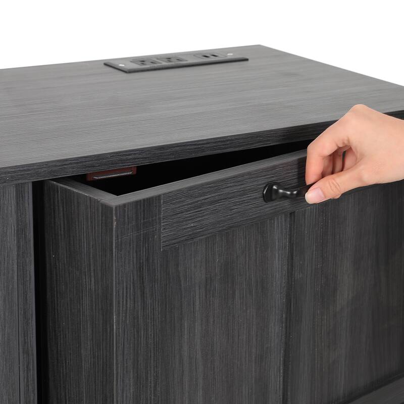 Moasis 58.3" Wide Kitchen Island With Double Tilt Out Trash Can Cabinet