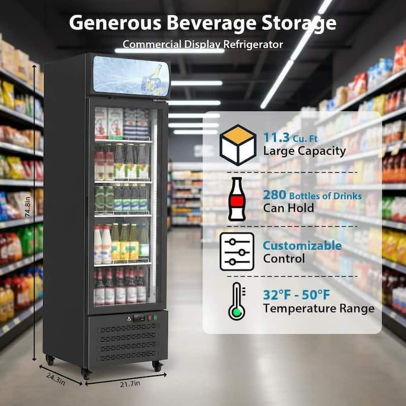 Commercial Display Refrigerator, 11.5 Cu.Ft.