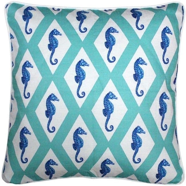 Capri Argyle Seahorse Throw Pillow