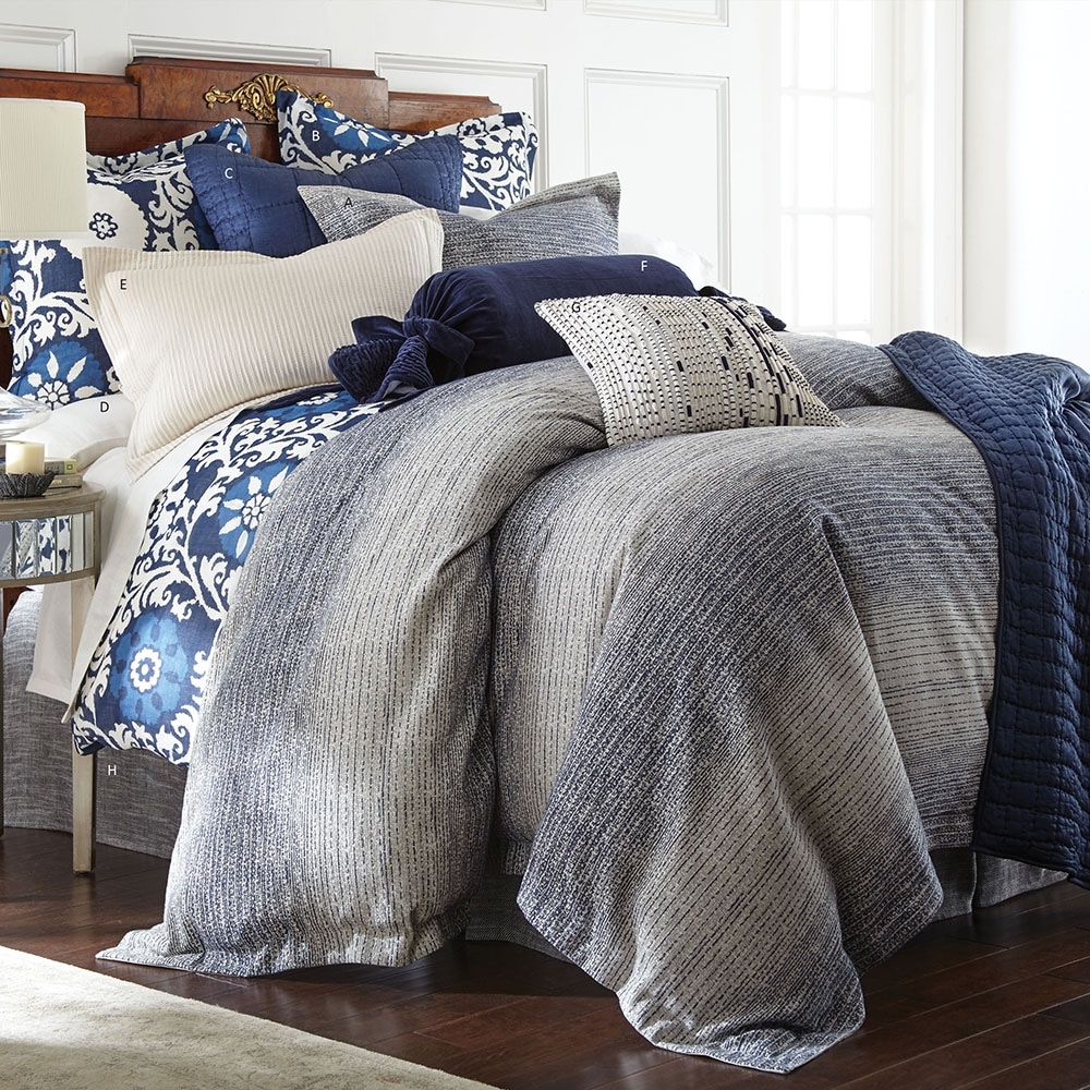 Mirabelle Indigo Cotton Linen Duvet Cover or Pillow Sham