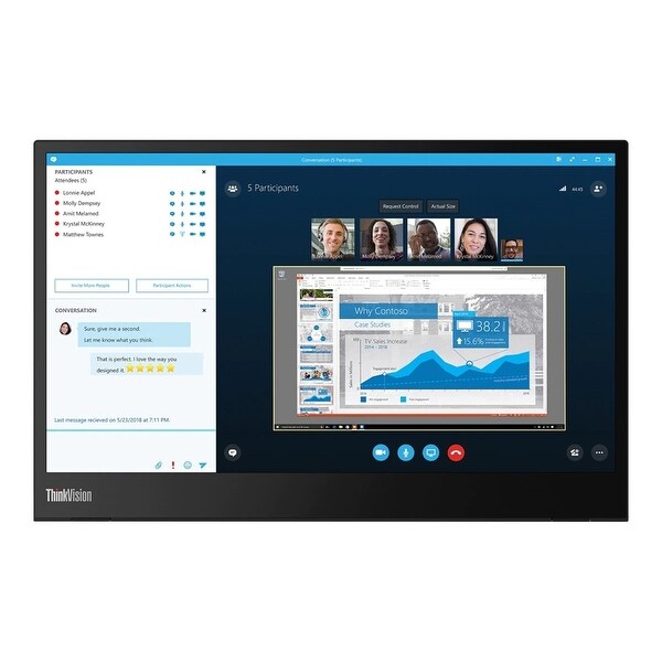 Lenovo ThinkVision M14 1080p 14" IPS Monitor,Black (Refurbished). Opens flyout.