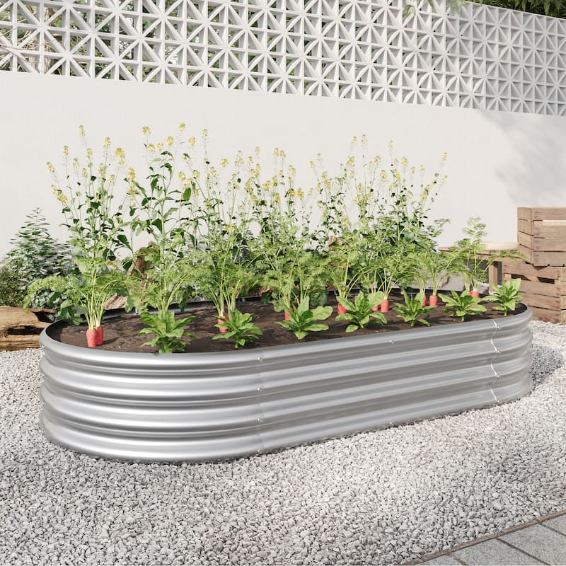 Modern Minimalist Garden Bed with Open Base Design Anti Rust Coating, for Flower Planters Vegetables Outdoor Gardening