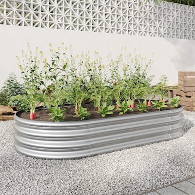 Raised Garden Bed Outdoor Oval Large Metal Raised Planter Bed