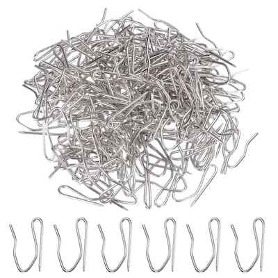 200Pcs Metal Curtain Hooks 32mm/1.26" for Window Curtain, Door Curtain - Silver