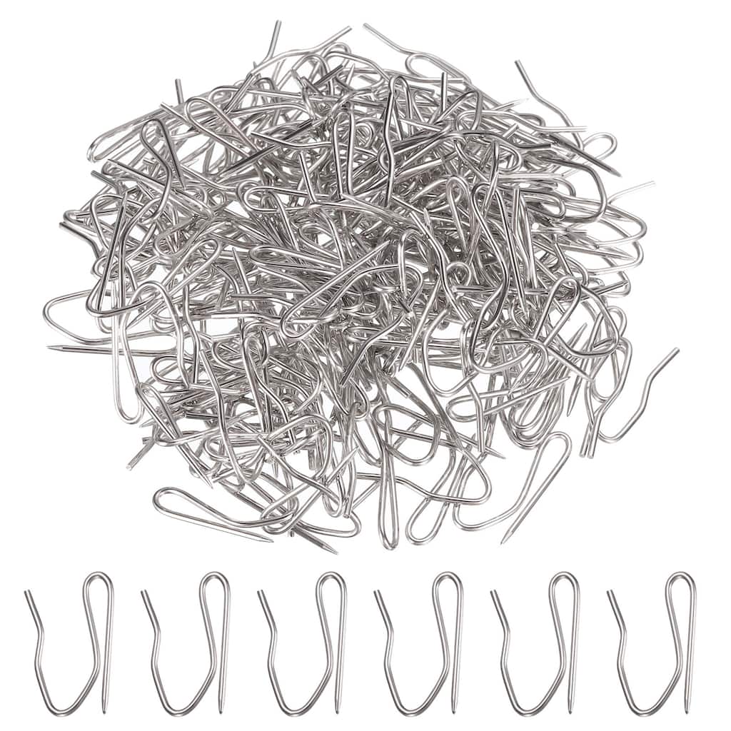 200Pcs Metal Curtain Hooks 32mm/1.26" for Window Curtain, Door Curtain - Silver