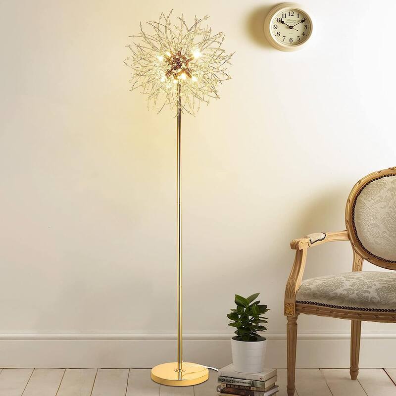 Crystal Floor Lamp for Bedroom, Floor Lamp for Living Room, Elegant Standing Lamp, 69" Tall Pole Lamp, Modern Floor Lamp